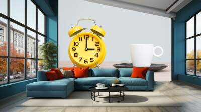 time for tea, retro alarm clock and tea cups Wall mural