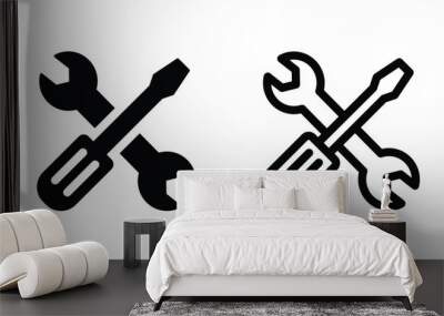 Tools and Service icon. Screwdriver and wrench icon. Settings and repair, service sign vector Wall mural