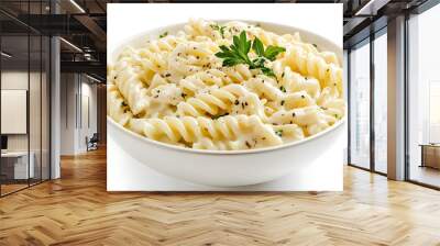 A bowl of creamy pasta with herbs and pepper. Wall mural