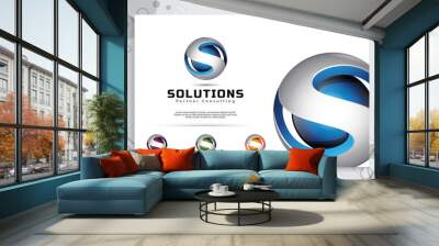 3d Letter S logo vector design with simple and modern colorful style. Illustration Of 3d Letter S for technology company. Wall mural