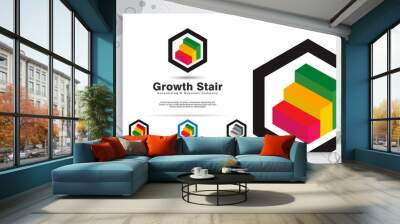 Growth chart vector logo as a symbol of accounting with modern concept , illustration of growth chart bar use for icon template growing finance company Wall mural