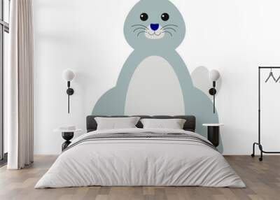 childish illustration of seal on white background Wall mural