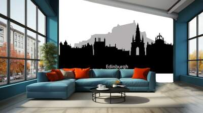 Edinburgh skyline - black and white vector illustration Wall mural