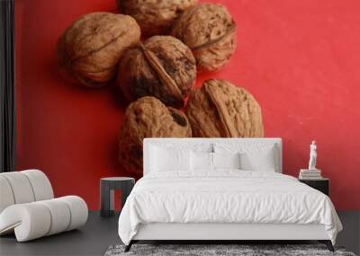 Garlic walnuts in color background Wall mural