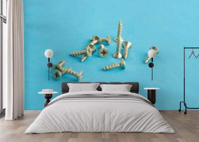 golden star screws, in colorful background Wall mural