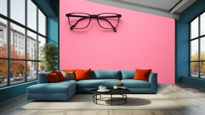 graduated glasses on pink background Wall mural