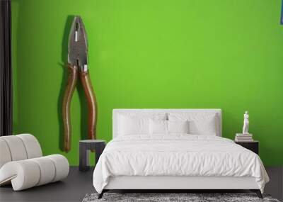 old pliers in color background Wall mural