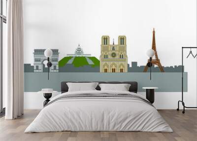 Paris city skyline in France. illustration for web and mobile design. Wall mural