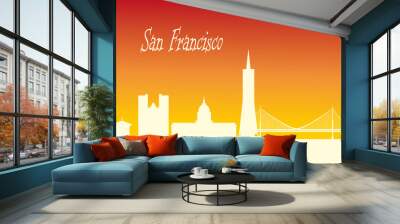 San Francisco California city skyline silhouette. Vector illustr Wall mural