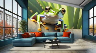 a green white lipped tree frog Wall mural