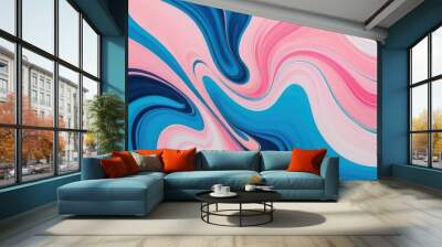 A vibrant and abstract swirl of pink, blue, and white hues, creating a dynamic and modern artistic background perfect for design projects Wall mural