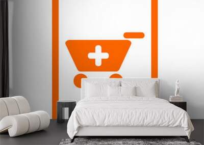 Warenkorb und Smartphone Wall mural