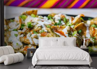 Central Mexican Style Chilaquiles Verdes Traditional Mexican Breakfast Wall mural