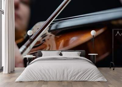 close up of a violin and bow Wall mural