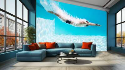 Man diving into swimming pool Wall mural