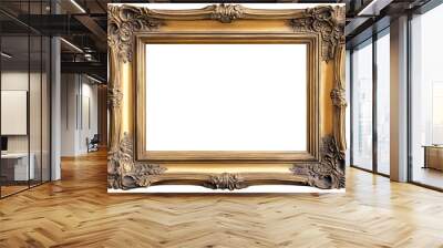 European style gold leaf wood frame isolated on a white or transparent background. 3:2 ratio for photo, image, picture, art, or painting.  Wall mural