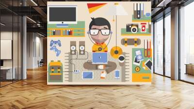 vector character and technology elements Wall mural