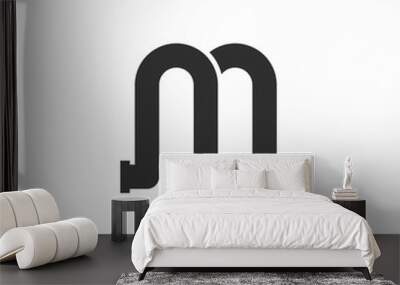 Plumbing Pipe Vector Letter M. M Plumbing Design Vector Wall mural