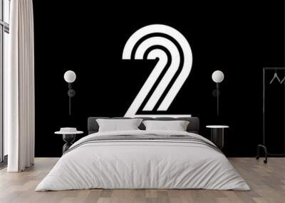 Triple Double Line Number Logotype 2 Wall mural