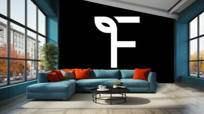 Vector Geometric Leaf Letter Design F Wall mural