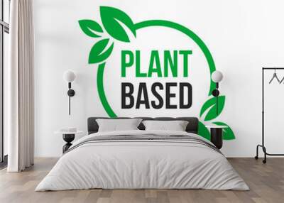 Vector Plant Based Icon Round with Leafs Double Flat Wall mural