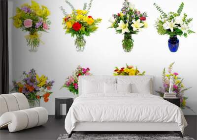 Collection of various colorful flower arrangements Wall mural