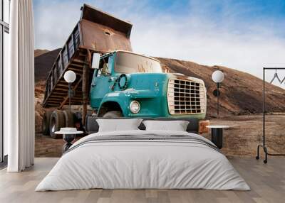 Dump truck at excavation site Wall mural