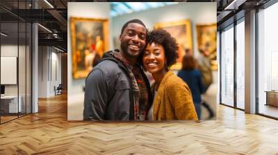 happy couple at art museum Wall mural