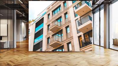 beautiful facade of modern townhouse facade at central berlin Wall mural