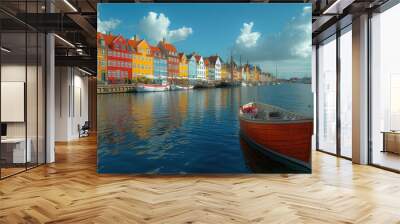 Copenhagen, Denmark city skyline created with Generative AI technology Wall mural