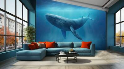 whale in the water created with Generative AI technology Wall mural