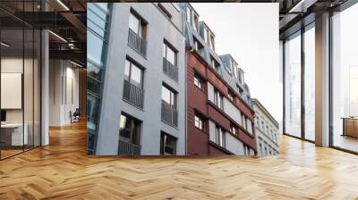 white and red apartment houses Wall mural