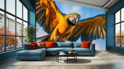 yellow macaw in the nature created with Generative AI technology Wall mural