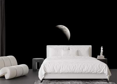 Lunar eclipse full crescent super moon rising against the dark sky Wall mural