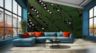 Green electronic circuit board background texture Wall mural