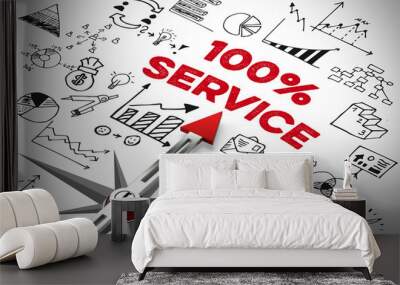 100% Service und Kundenservice Wall mural