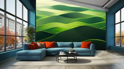 Abstract green landscape wallpaper background illustration Wall mural