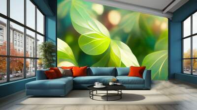 Abstract green leaves as ecology and vitality concept illustration Wall mural