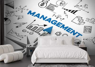 Arrow pointing to management concept Wall mural