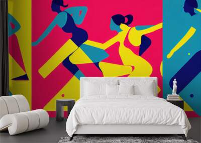 Athlete women walking in sport competition as abstract illustration Wall mural