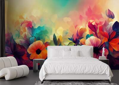 Beautiful abstract colorful flower design (Generative AI) Wall mural