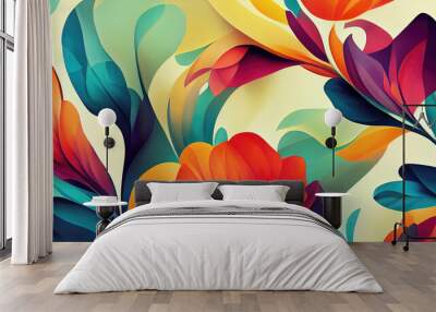 Beautiful abstract colorful flower design (Generative AI) Wall mural