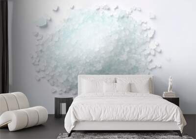 Coarse grained sea salt on solid white background Wall mural