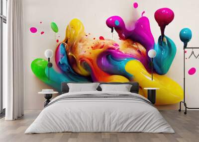 colorful paint splashes as abstract creativity background Wall mural