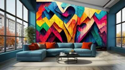 Colorful spray paint graffiti wall as background texture Wall mural