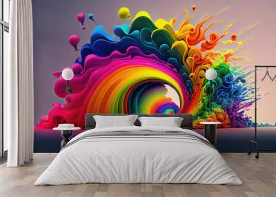 Crazy rainbow as abstract gradient background wallpaper design (Generative AI) Wall mural