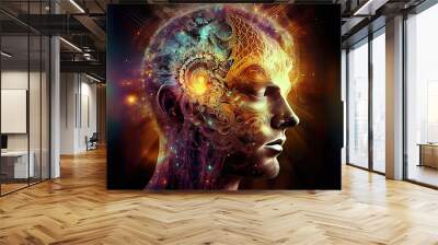 Esoteric spiritual akashic meditation and enlightment concept illustration (Generative AI) Wall mural