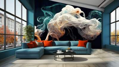 Floating isolated smoke on black background as wallpaper Wall mural