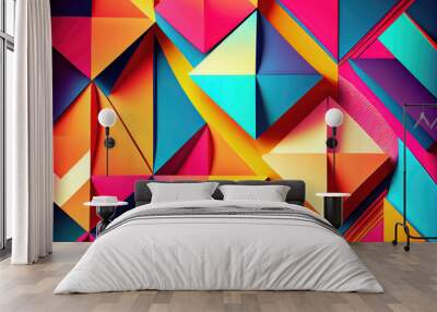 Folded paper as colorful abstract origami wallpaper background (Generative AI) Wall mural