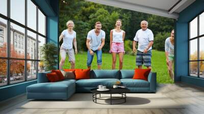 happy family on a lawn Wall mural